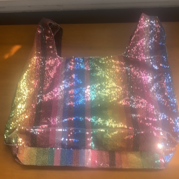 FAB rainbow Sequin Bag Purse Tote - Picture 2 of 12